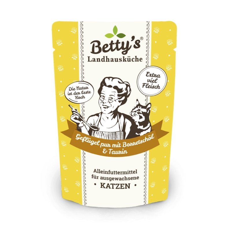 Bettys Landhausküche Katzenfutter Frischebeutel Geflügel pur mit Bor