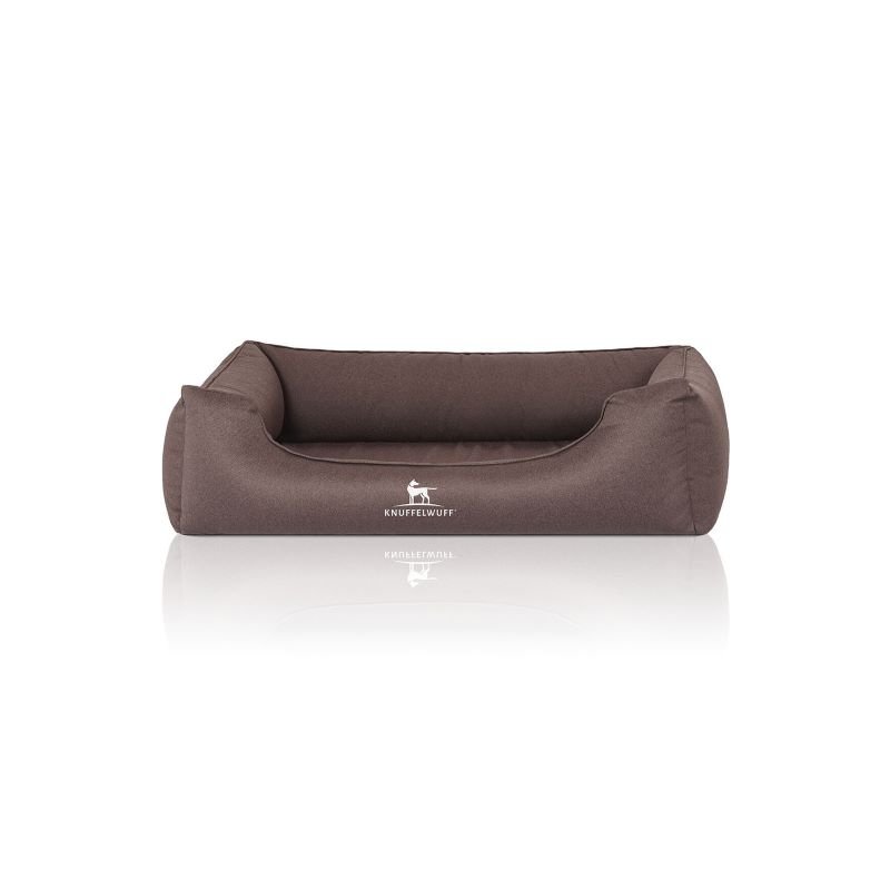 Knuffelwuff Orthopädisches Wasserabweisendes Hundebett Leon aus Velours mit Handwebcharakter Braun M-L 85 x 63cm