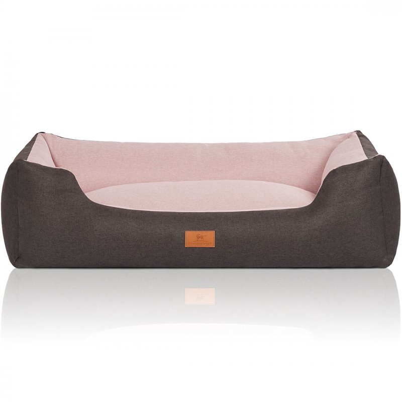 Knuffelwuff Hundebett Luke aus Velours mit feinem Handwebcharakter Rosa M-L 85 x 63cm