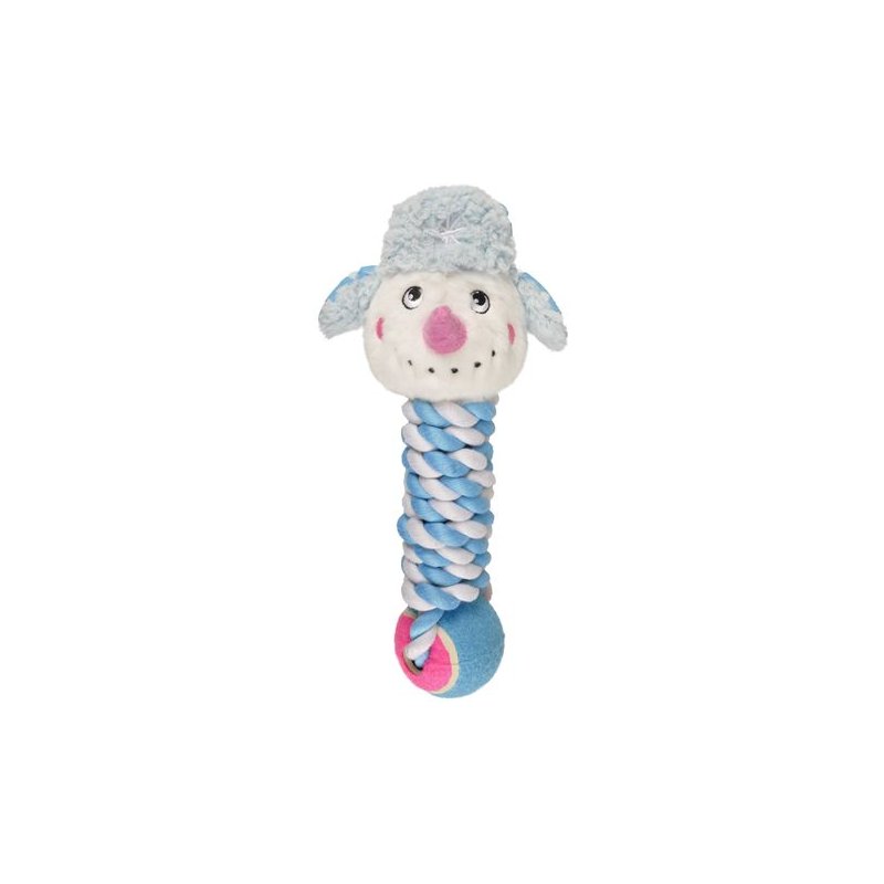 Flamingo Weihnachtsedition Hundespielzeug Schneemann+Seil 29cm