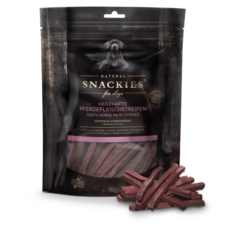 Snackies Hundesnack Herzhafte Pferdefleischstreifen 80g