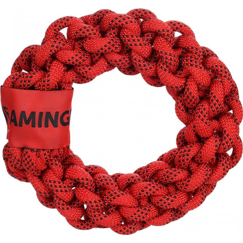 Flamingo Hundespielzeug Vokas Seil Ring Rot/Schwarz S 20cm