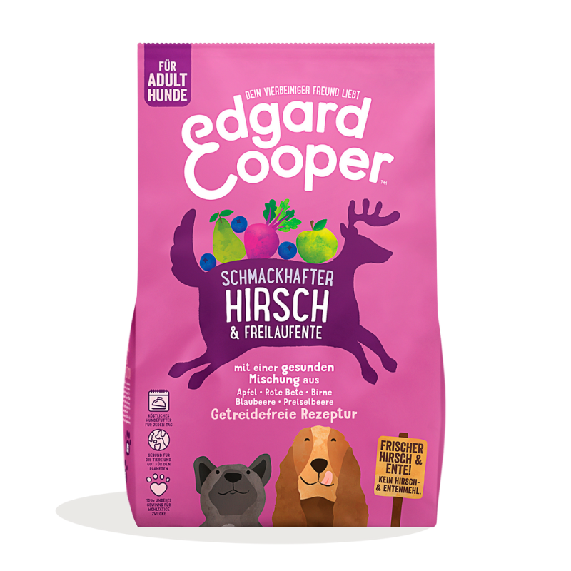 Edgard & Cooper hypoallergenes getreidefreies Trockenfutter Adult mit frischem Hirsch & Ente 2,5 Kg