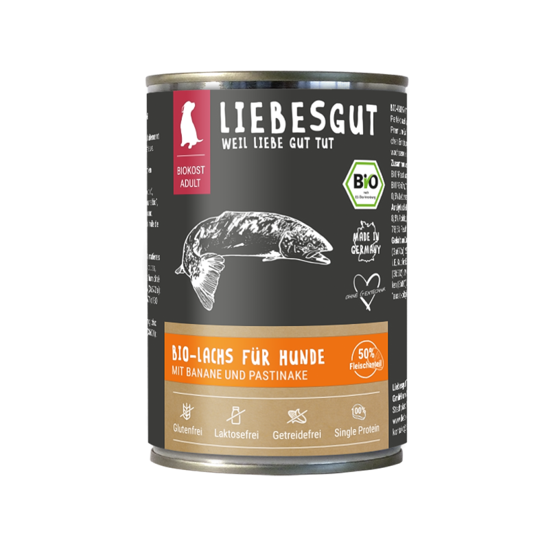 Liebesgut Hundenassfutter Bio Lachs mit Banane und Pastinaken 400g