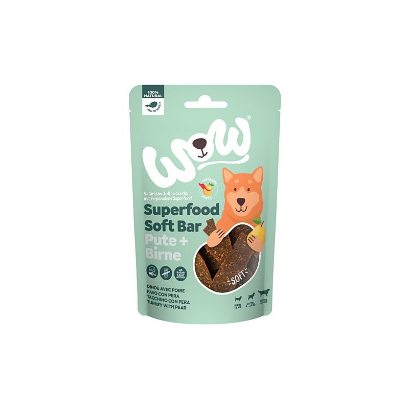 Wow Hundesnack Soft Bar Pute mit Birne 150g