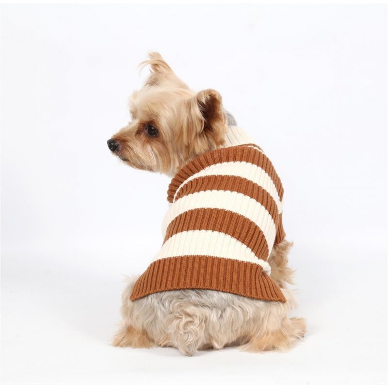 DoggyDolly Hunde Strickpullover gestreift Braun XS