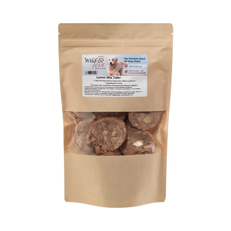 Wild & Fein Hundesnack Lamm-Mixtaler gefriergetrocknet 150g