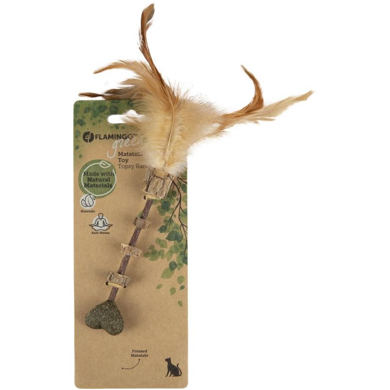 Flamingo Topsy Stick Holz + Herz Matatabi Natur 25cm