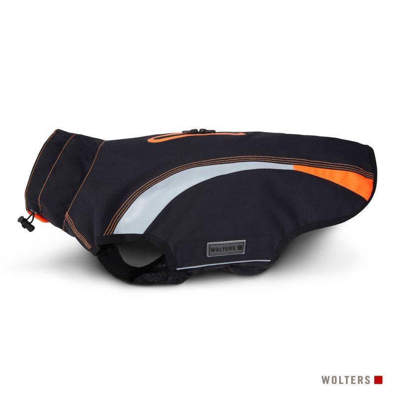 Wolters Regenjacke Xtra Strong für Dackel Schwarz/Neon Orange 48cm