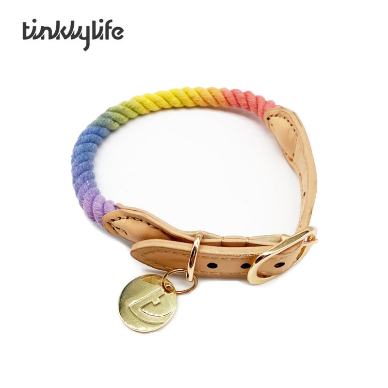 Tinklylife Hundehalsband Regenbogen L