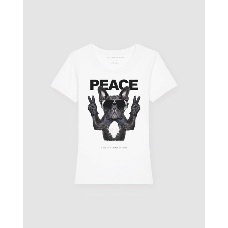 Einstein Newton Frenchie Peace T-Shirt Rodeo Weiß XS