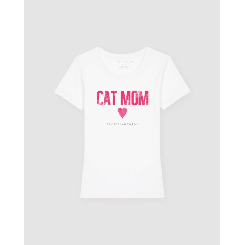 Einstein Newton Cat Mom Pinky T-Shirt Rodeo Weiß XS