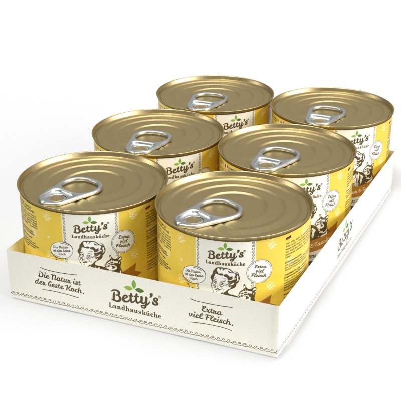 Betty's Landhausküche Katzenfutter Geflügel PUR 6x 200g