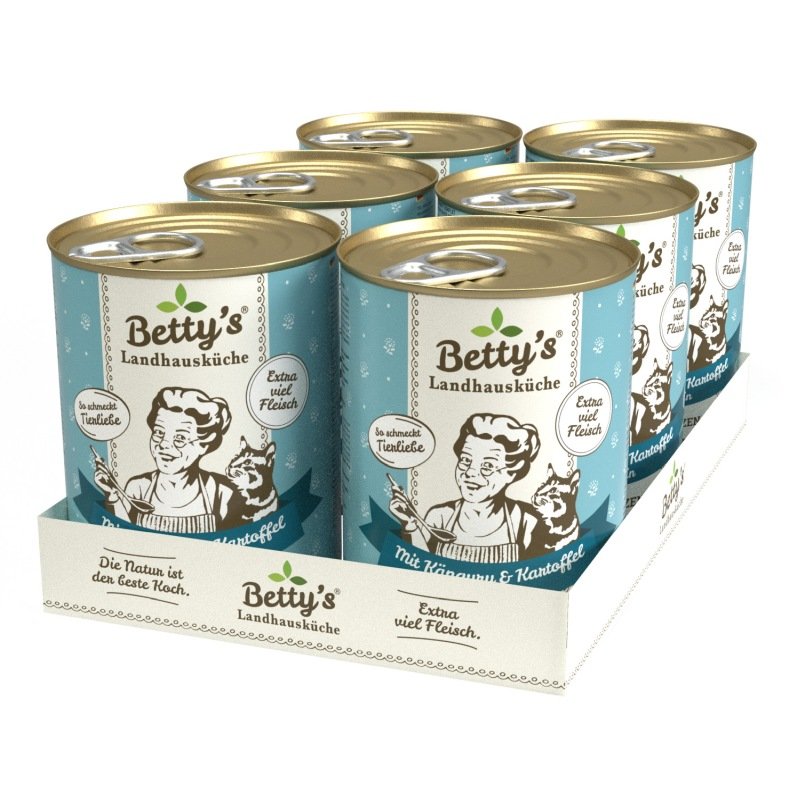 Betty's Landhausküche Katzenfutter Känguru mit Kartoffeln und Geflügel 6x 400g