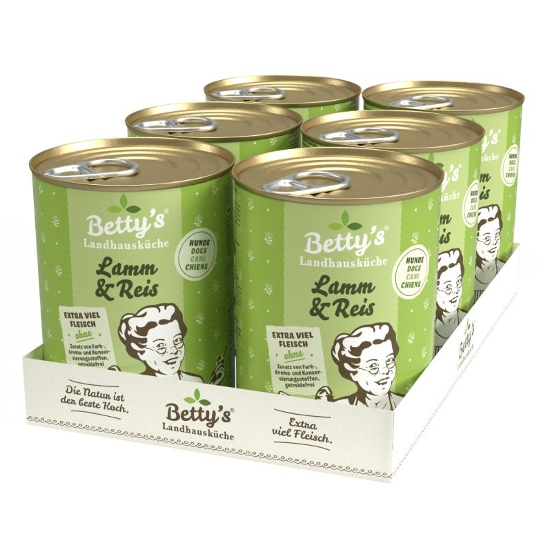 Betty`s Landhausküche Hundefutter Lamm & Reis 6x400g