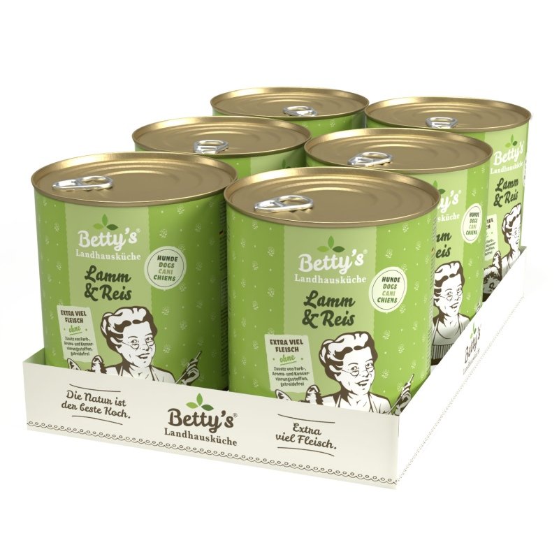 Betty`s Landhausküche Hundefutter Lamm & Reis 6x 800g