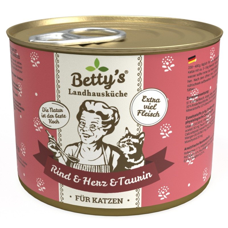 Betty's Landhausküche Katzenfutter Rind & Herz 1x 200g