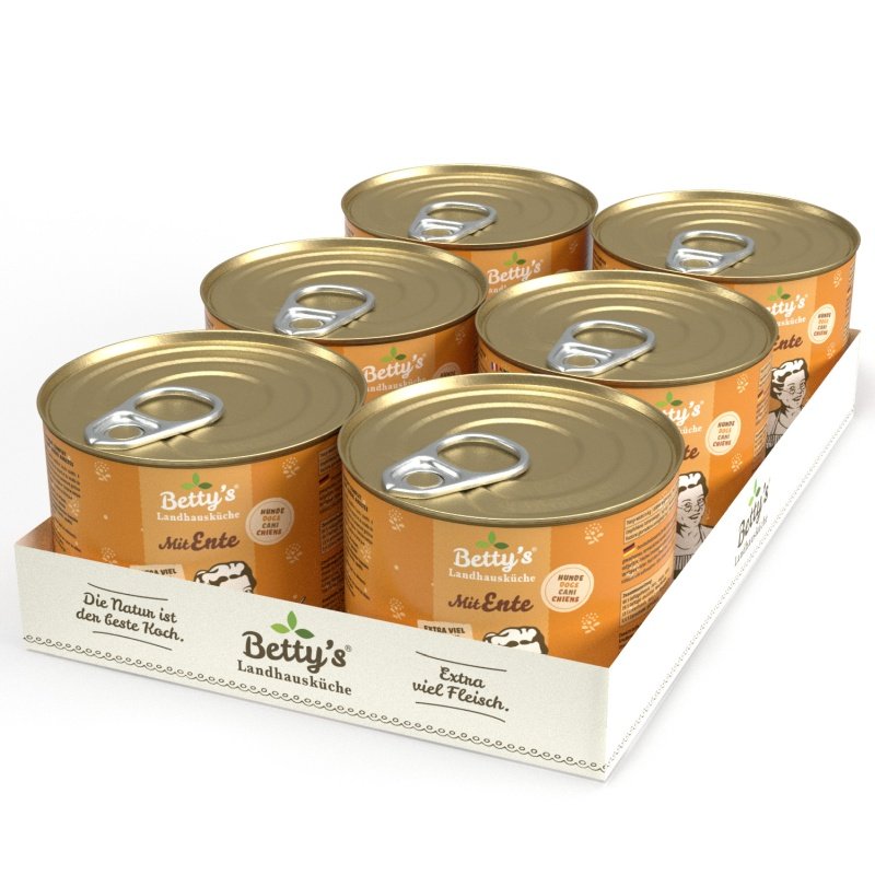 Betty`s Landhausküche Hundefutter mit Ente 6x 200g