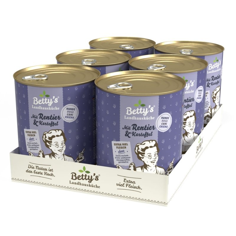 Betty´s Landhausküche Hundefutter Rentier mit Kartoffel 6x 800g