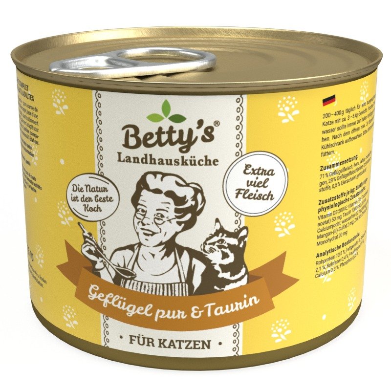 Betty's Landhausküche Katzenfutter Geflügel PUR 1x 200g