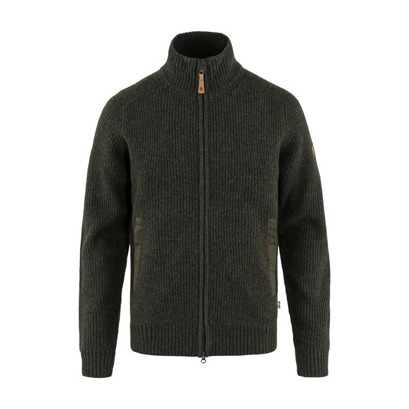 Fjällräven Herren Övik Zip Cardigan Knit Dunkeloliv XXL