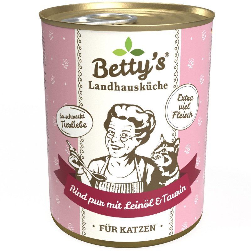 Betty's Landhausküche Katzenfutter Rind pur mit Leinöl 1x 400g