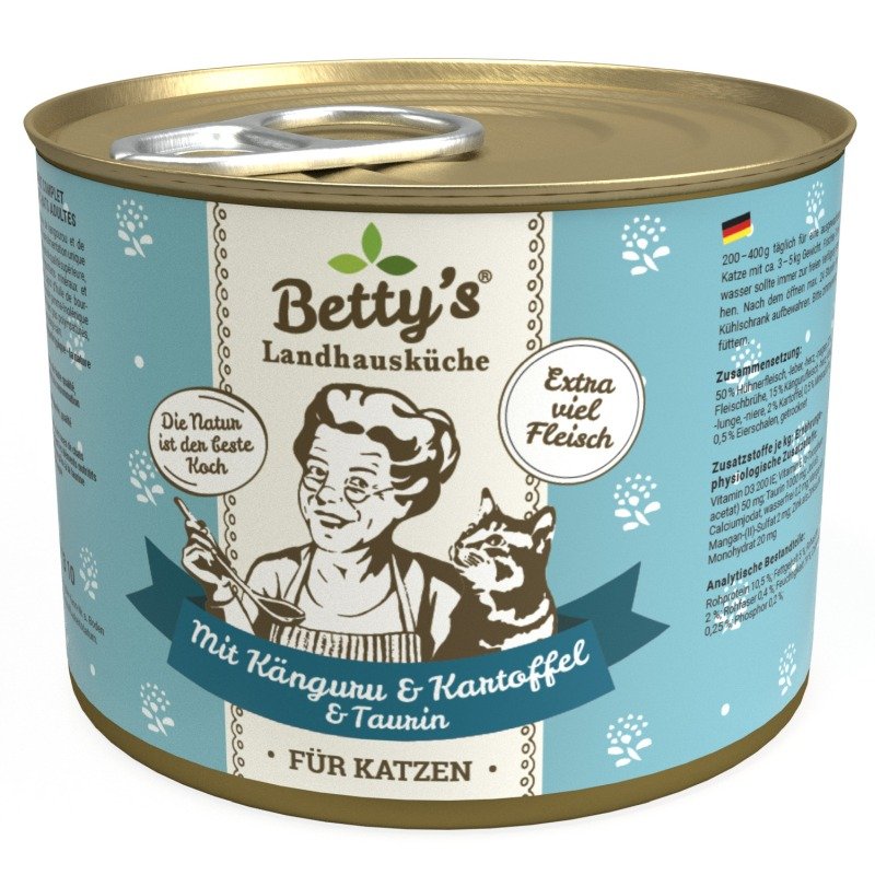 Betty's Landhausküche Katzenfutter Känguru mit Kartoffeln und Geflügel 1x 200g