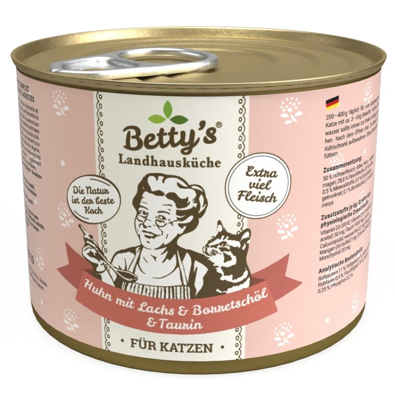 Betty's Landhausküche Katzenfutter Huhn mit Lachs 1x 200g