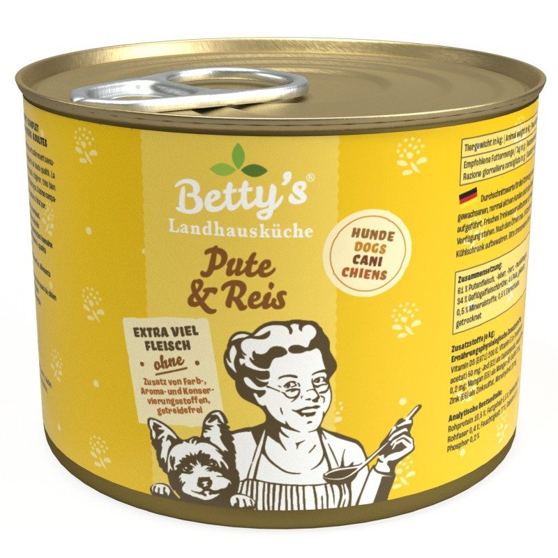 Betty`s Landhausküche Hundefutter Pute & Reis 1x 200g