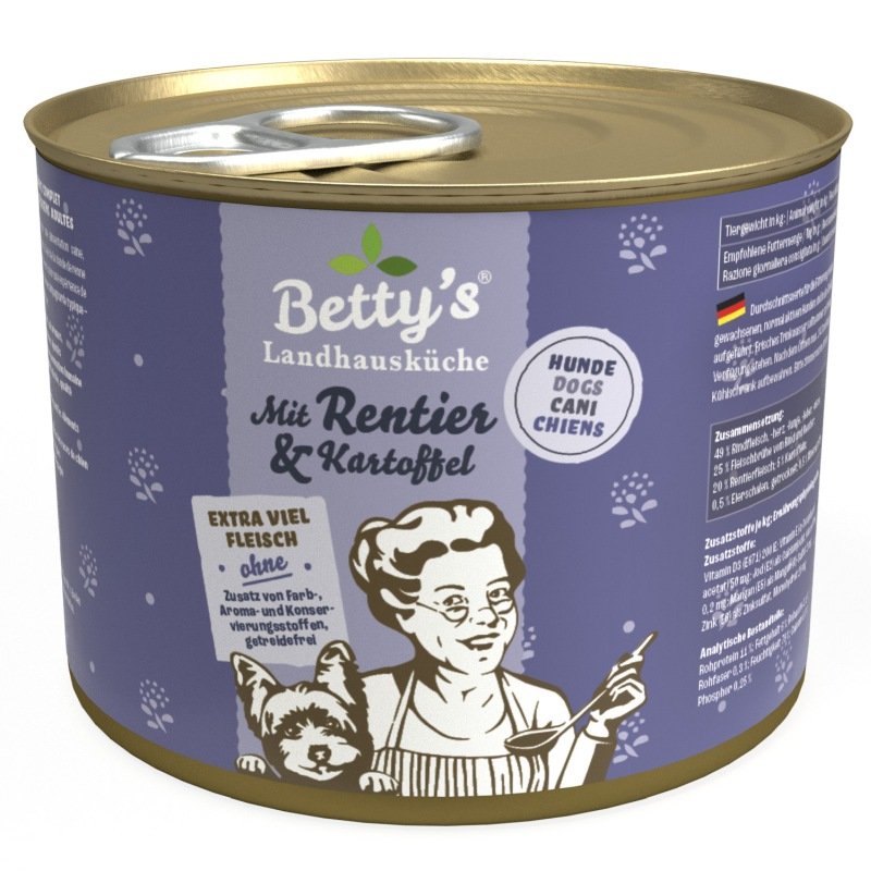 Betty´s Landhausküche Hundefutter Rentier mit Kartoffel 1x 200g