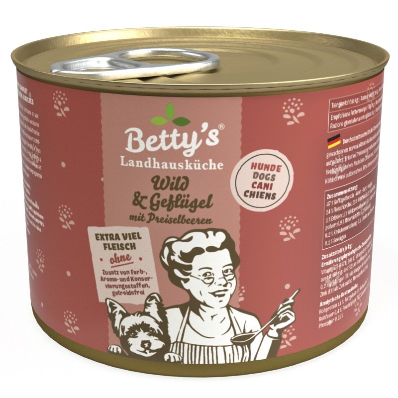 Betty´s Landhausküche Hundefutter Geflügel & Wild mit Preiselbeeren 1x 200g