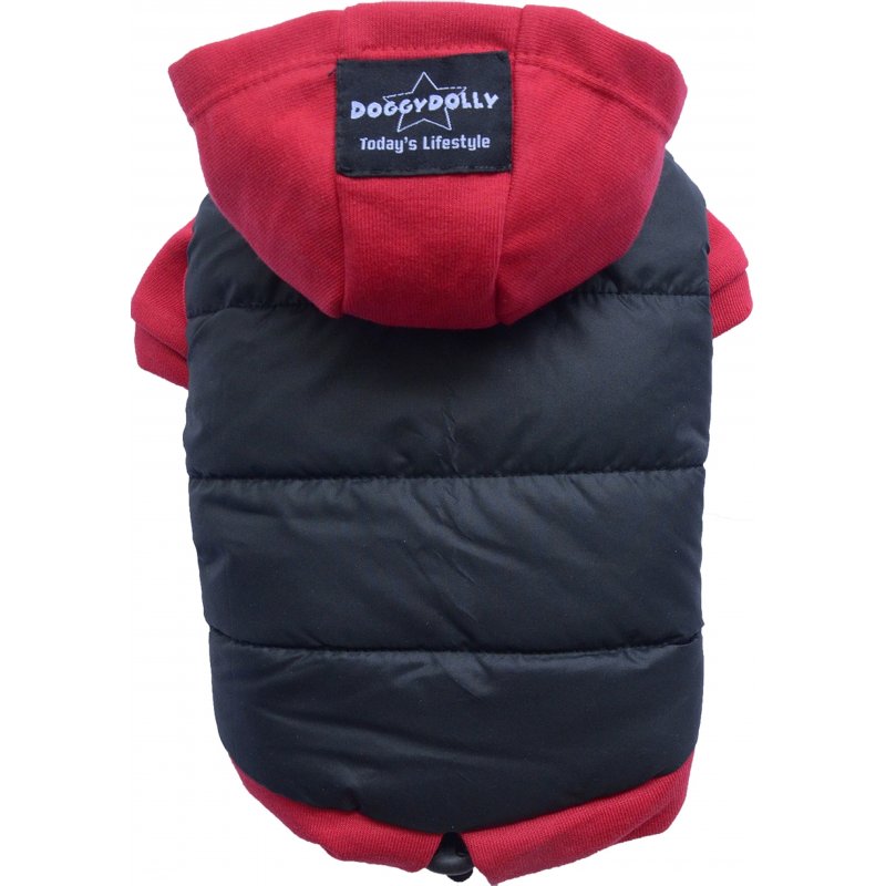 DoggyDolly Hunde PulliParka Schwarz-Rot XS