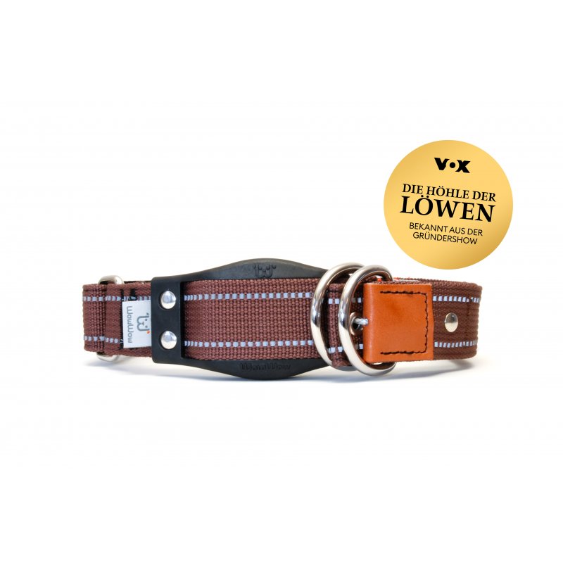 WowWow Hundehalsband mit integrierter Leine Braun 46 - 66 cm Halsumfang