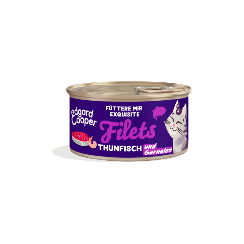 Edgard & Cooper Katzen Nassfutter Filets Frischer Wildfang-Thunfisch und Garnele 70g