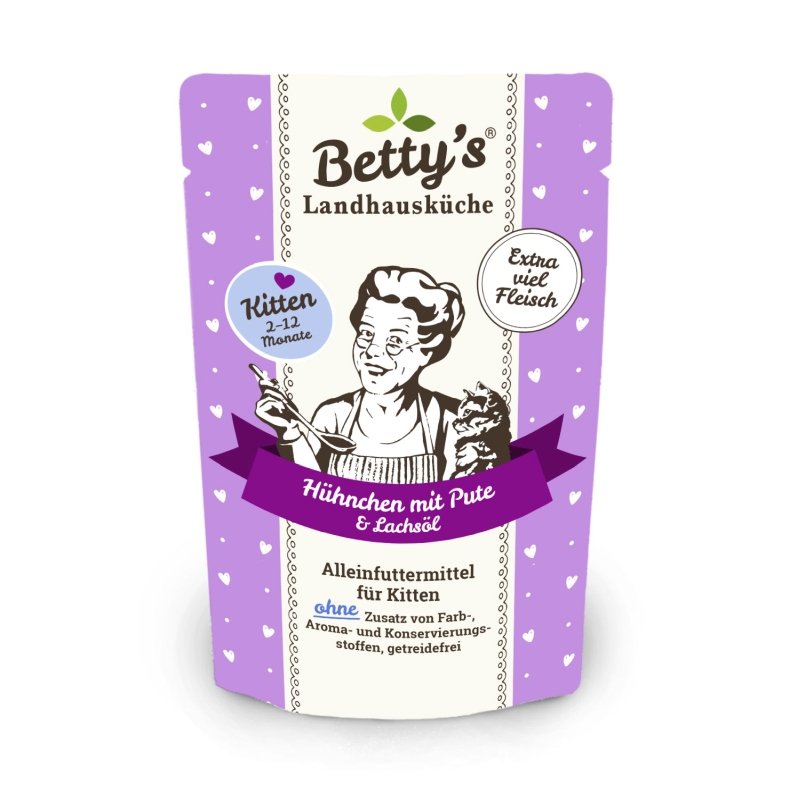 Betty's Landhausküche Kitten Frischebeutel Hühnchen mit Pute 1 x 100g