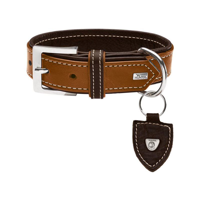 Hunter Hunde Halsband Tara Cognac/Dunkelbaun 45/S