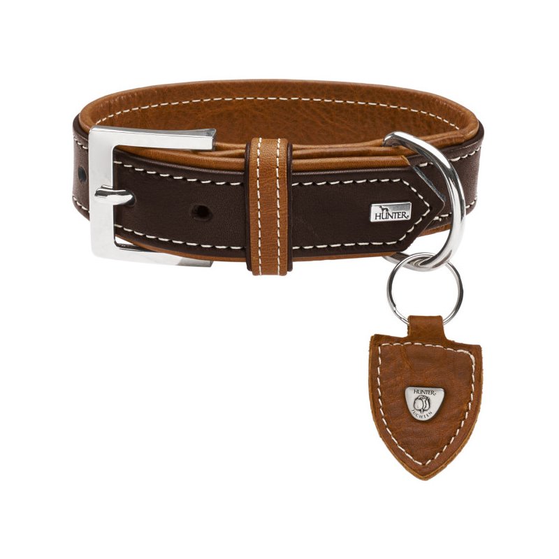 Hunter Hunde Halsband Tara Dunkelbaun/Cognac 50/S-M