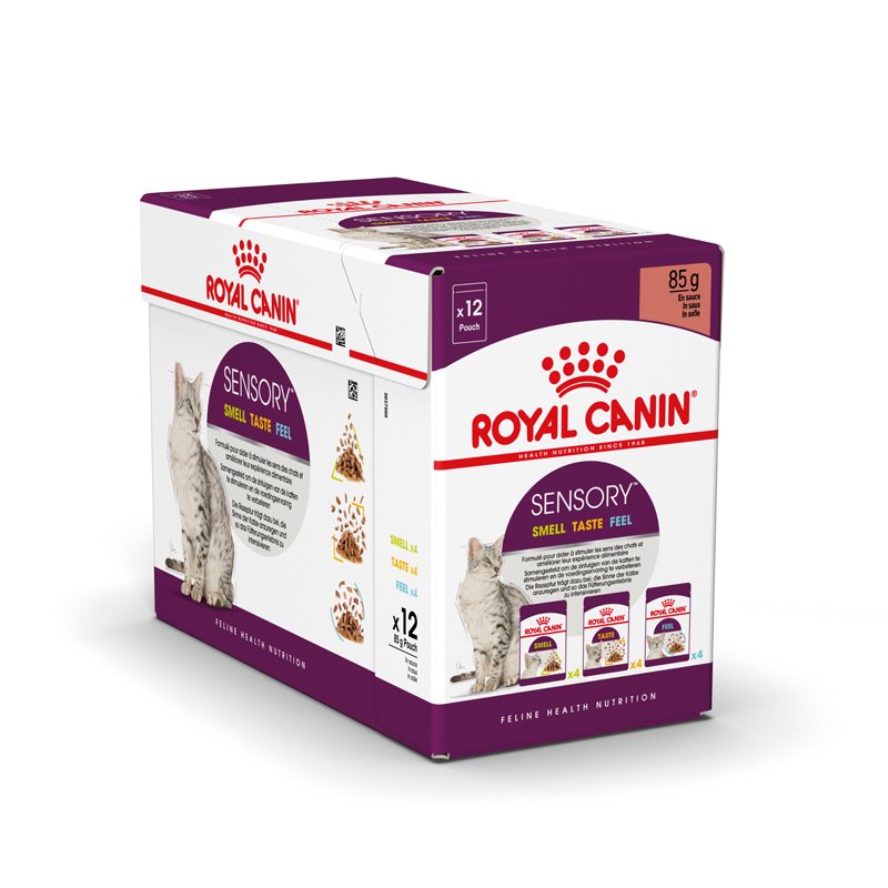 ROYAL CANIN SENSORY Smell Taste Feel Nassfutter Multipack in Soße für wählerische Katzen 12x85 g