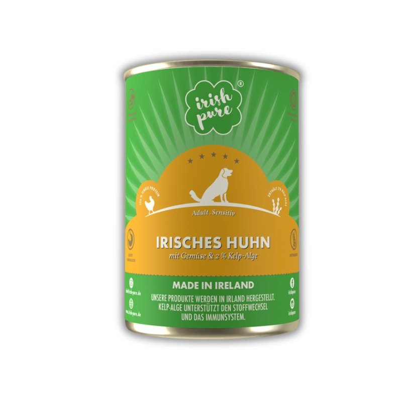 Irish Pure Hundenassfutter Irisches Huhn mit Gemüse und 2% Kelp-Alge Adult