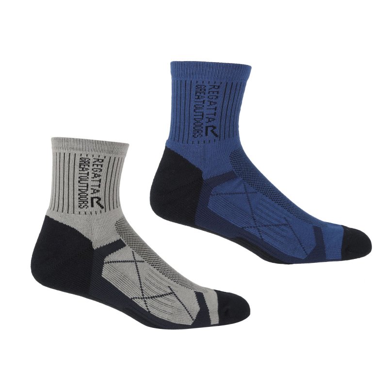 Regatta Herren Socken Aktive Outdoor 2er-Pack Schwarz/Blau 39-42