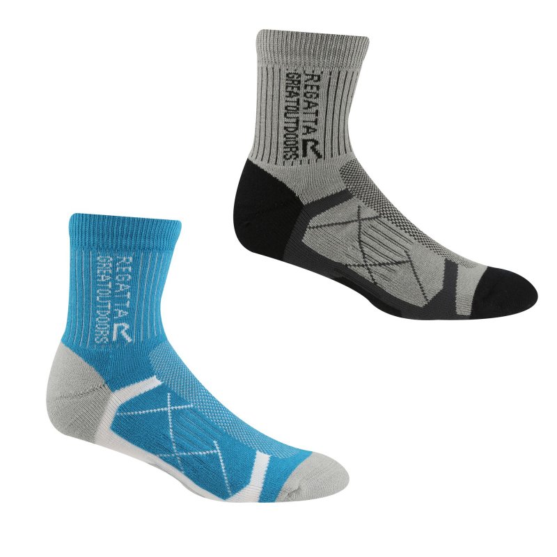 Regatta Damen Socken Aktive Outdoor 2er-Pack Grau/Blau 36-38