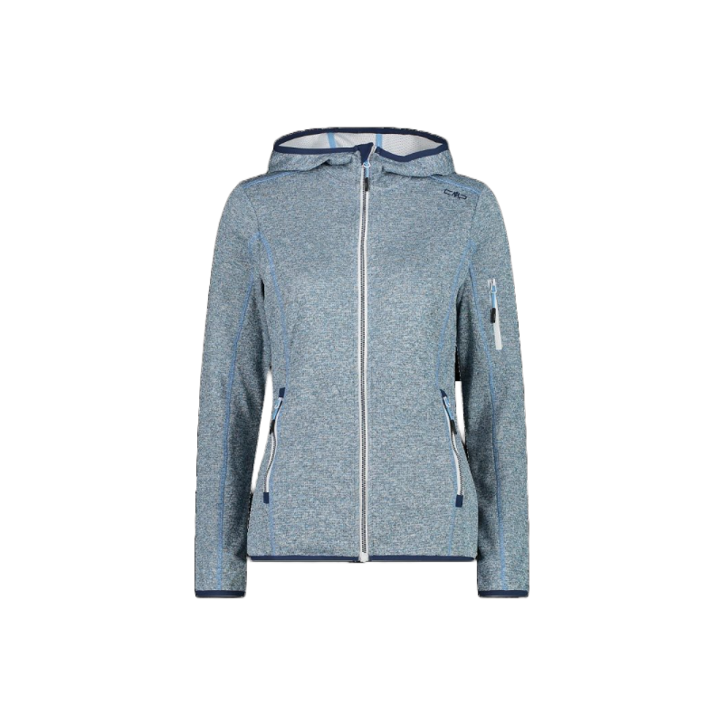 CMP Damen Fleecejacke Knit-Tech mit Kapuze und Mesh Blau 36