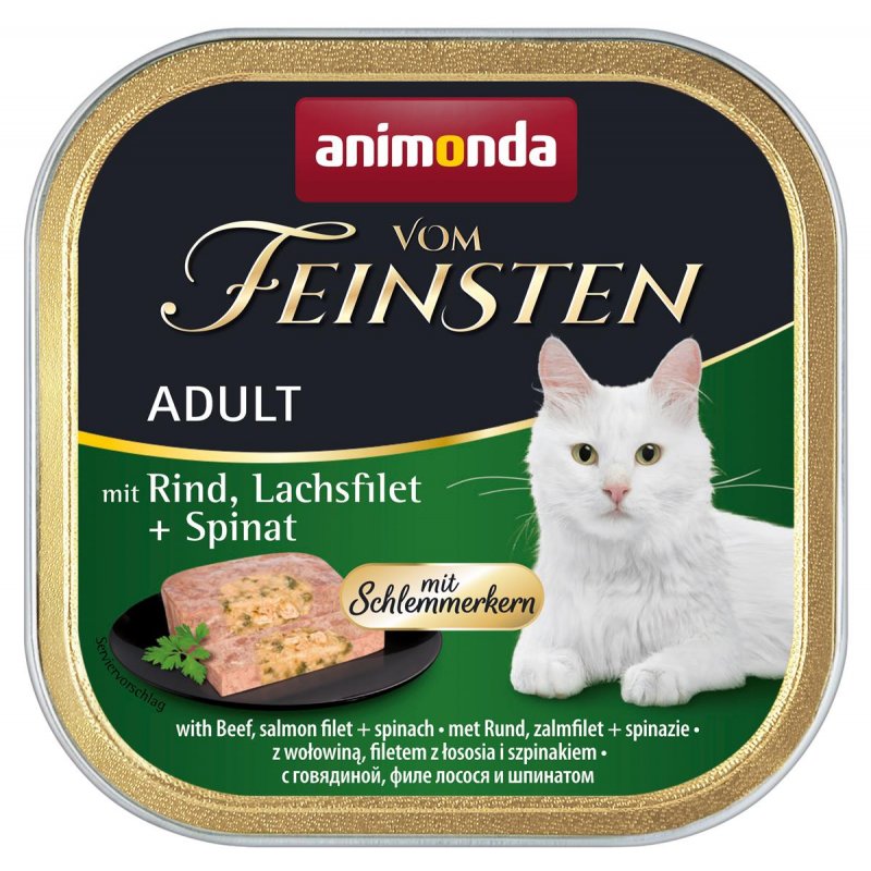 Animonda Katzen Nassfutter Vom Feinsten Adult Schlemmerkern mit Rind, Lachsfilet + Spinat 100 g