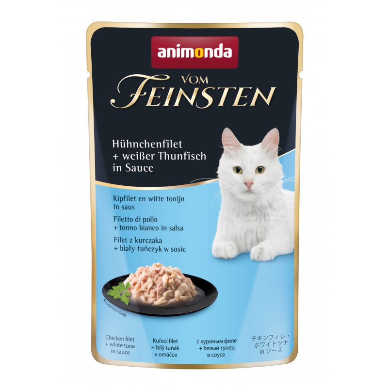 Animonda Katzen Nassfutter Vom Feinsten Adult mit Hühnchenfilet + weißem Thunfisch in Sauce 50 g