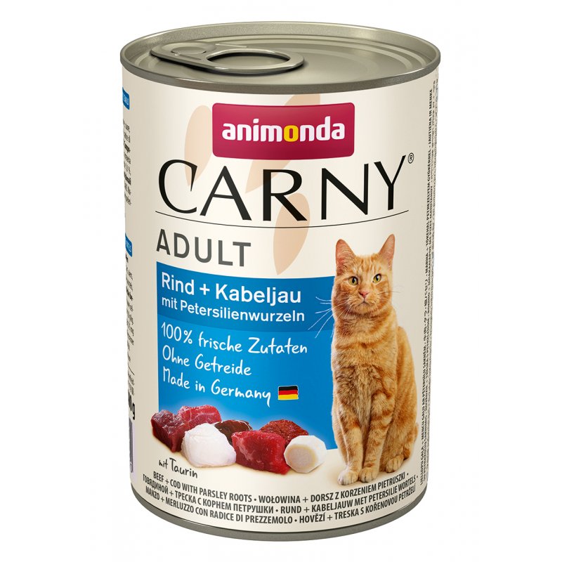 Animonda Katzen Nassfutter Carny Adult Rind + Kabeljau mit Petersilienwurzeln 400 g