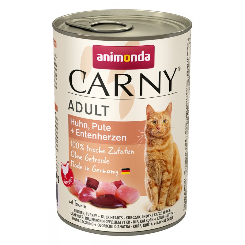 Animonda Katzen Nassfutter Carny Adult Huhn, Pute + Entenherzen 400 g