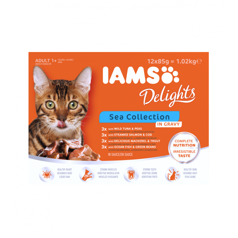 IAMS Delights Katzennassfutter See Mix in Sauce 12x85g