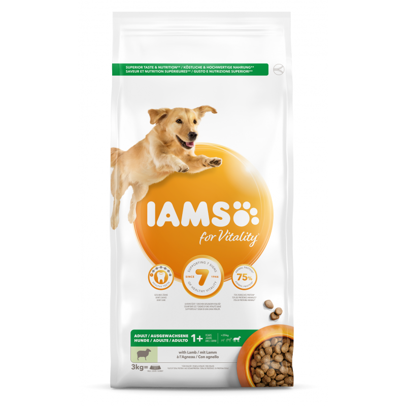 IAMS for Vitality Hundetrockenfutter für große Rassen Lamm 3kg