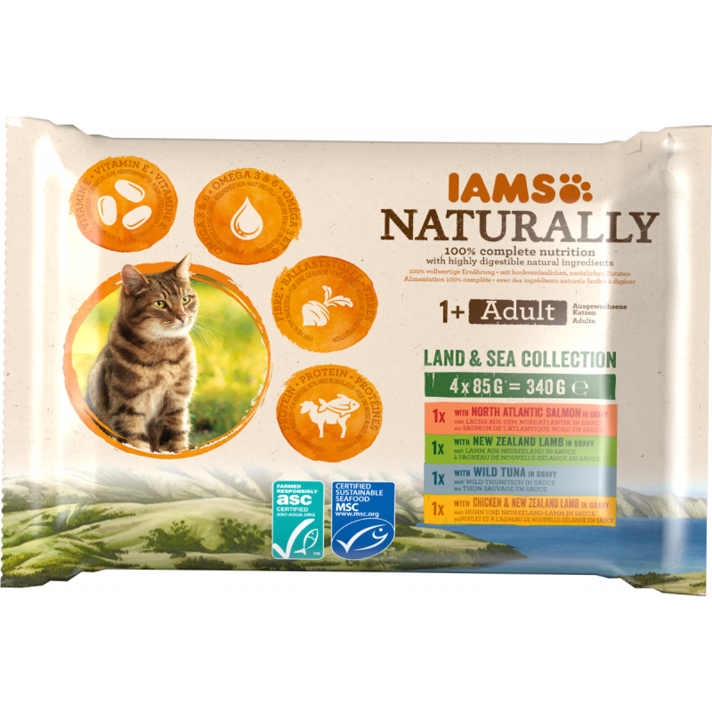 IAMS Naturally Katzennassfutter Land & See 12x85g