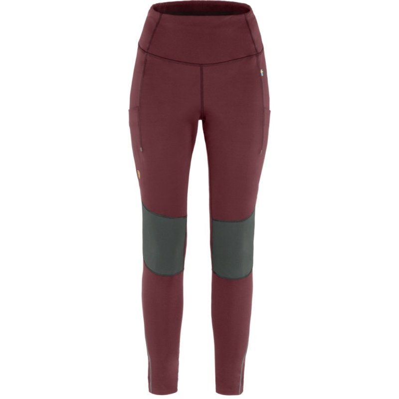 Fjällräven Damen Leggings Abisko Värm Trekking Tights Rot/Grau XXS